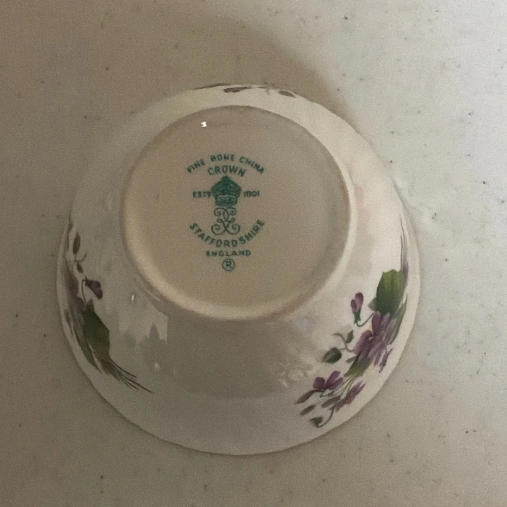 Floral Porcelain Bowl with Gold Rim